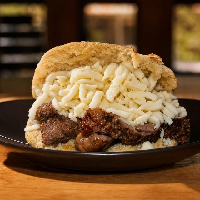 Grilled Steak & Cheese Arepa / Arepa Llanera.
