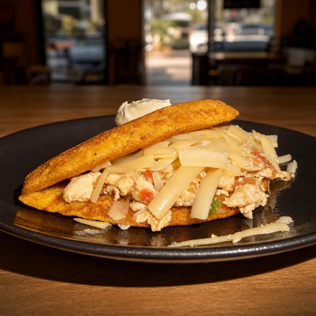 Chicken Cachapa / Cachapa de Pollo Mechado.