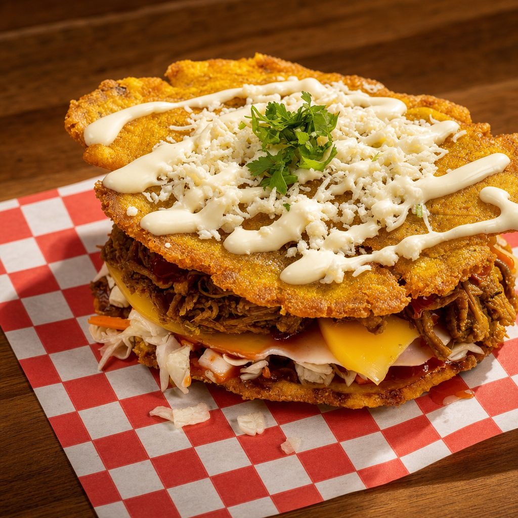 Avila Plantain Sandwich / Tostones Ávila.