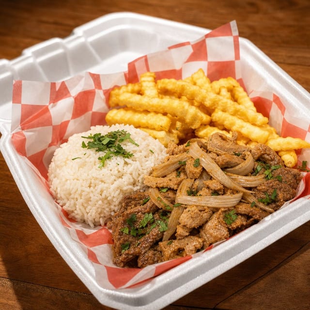 Shredded Beef Lunch Special / Especial de Carne Mechada.