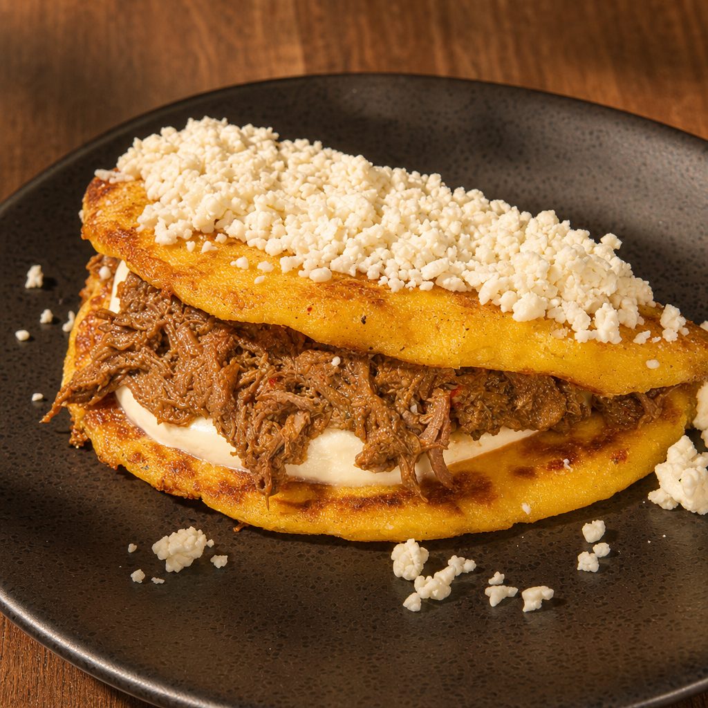 Beef Cachapa / Cachapa de Carne Mechada.