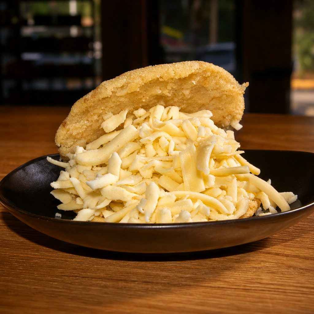 Handmade Venezuelan Cheese Arepa / Arepa de Queso de Mano.